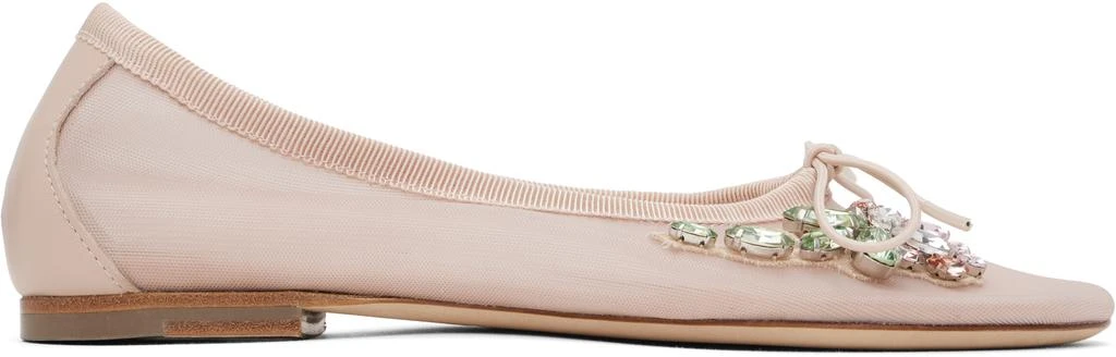 Simone Rocha Pink Embellished Flower Mesh Ballerina Flats 1