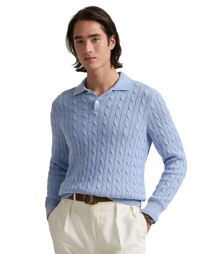 Ralph Lauren Cable Knit Cotton Polo Collar Sweater 1