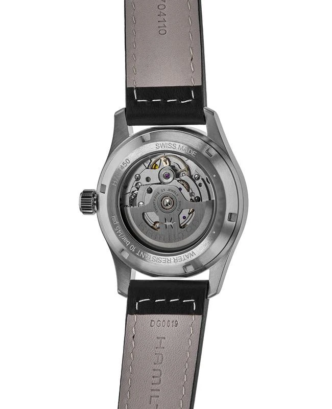 Hamilton Hamilton Khaki Field Auto 38MM Black Dial Leather Strap Men's Watch H70455733 3