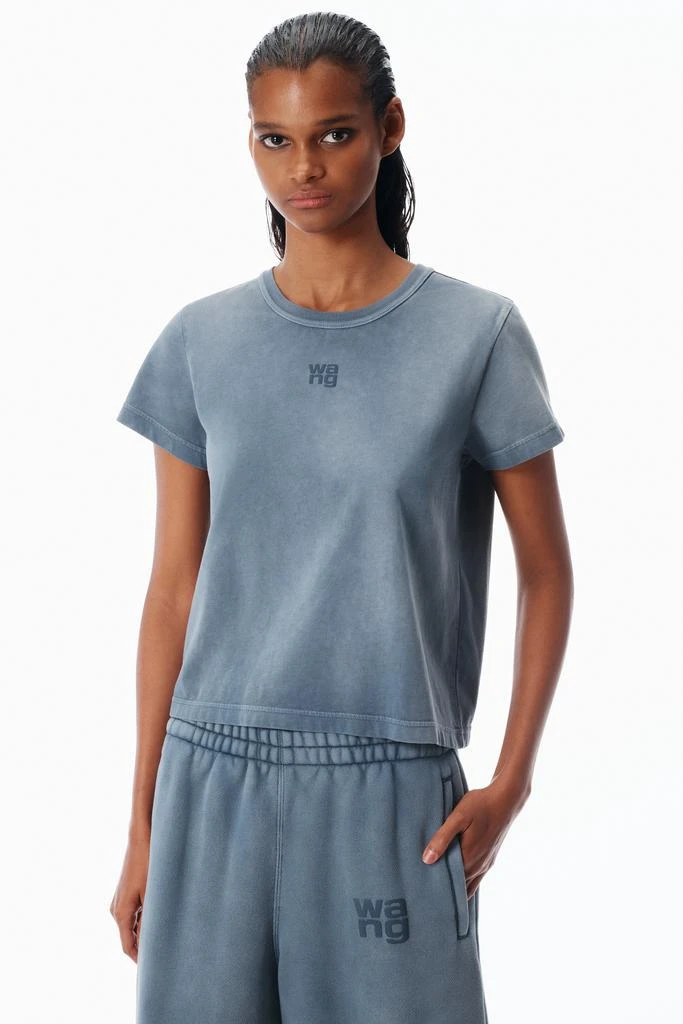 Alexander Wang blue shrunken cotton tee with logo 3