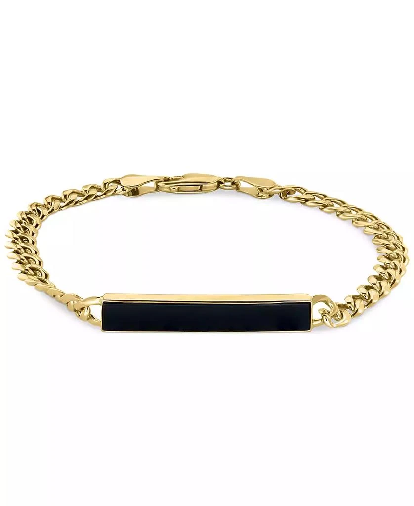 Effy EFFY® Men
s Onyx Plate Link Bracelet in 14k Gold-Plated Sterling Silver