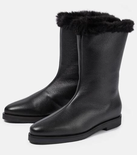 Totême Faux fur-lined leather ankle boots 5