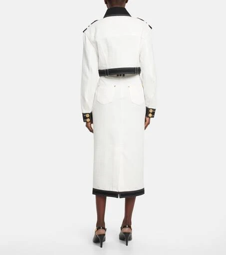 Balmain Embossed denim cropped jacket 3