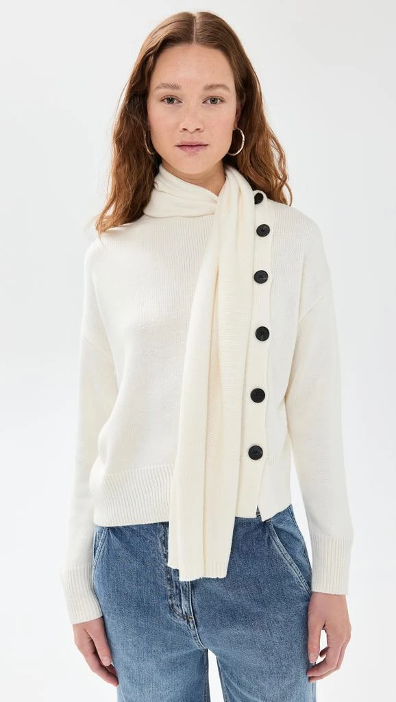 Pixie Market Neck Scarf Asymmetric Button Sweater 6