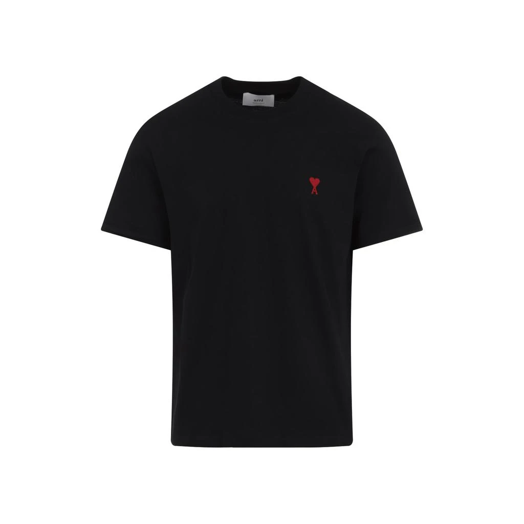 AMI AMI Paris Logo Embroidered Crewneck T-Shirt 1