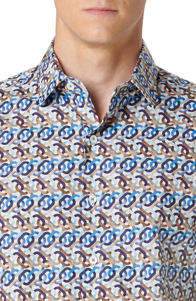 BUGATCHI Julian Chain Link Print Stretch Button-Up Shirt