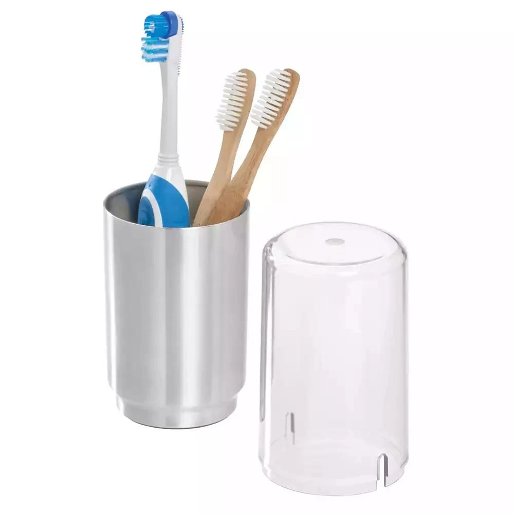 iDesign Stainless Steel Toothbrush Organizer with Cover 5