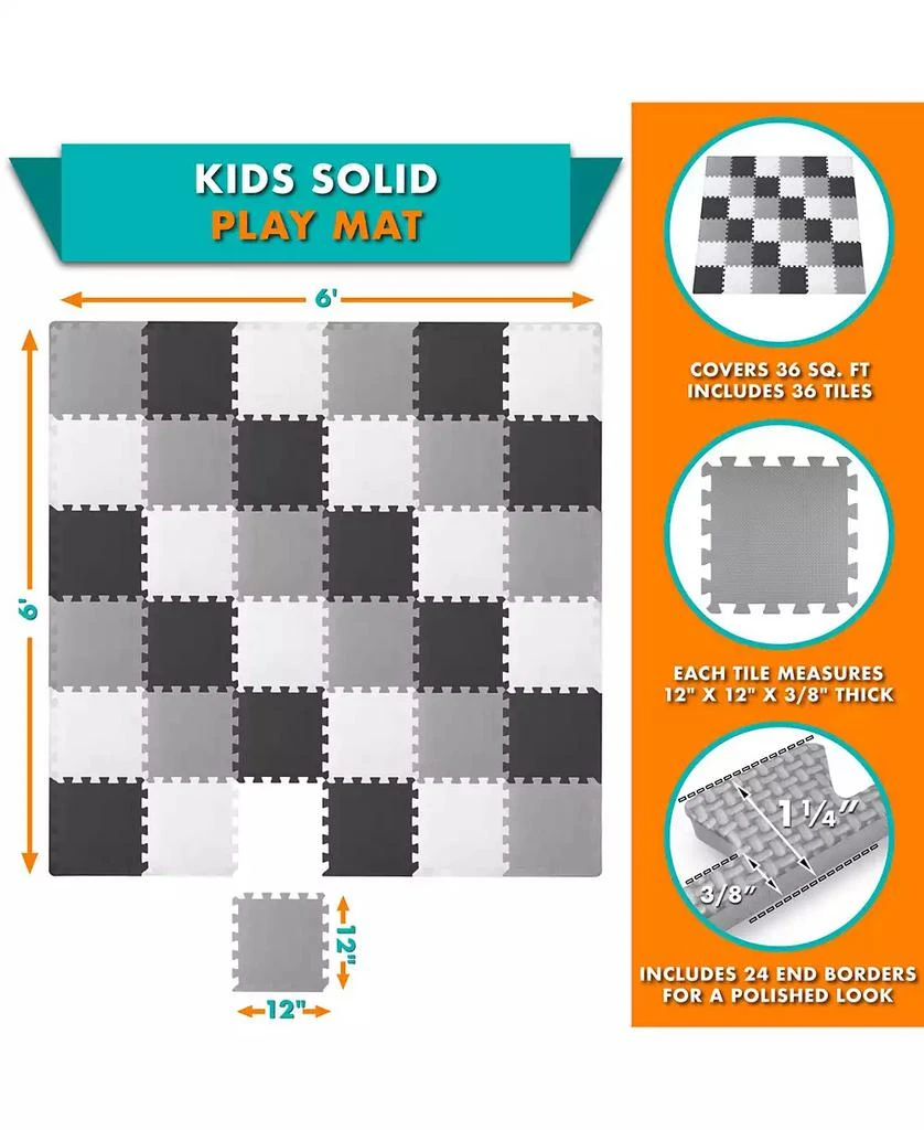 Prosource For Children ProsourceFit ProSource Kids Floor Play Mat 3/8-in, 36 Sq Ft - 36 Tiles ...