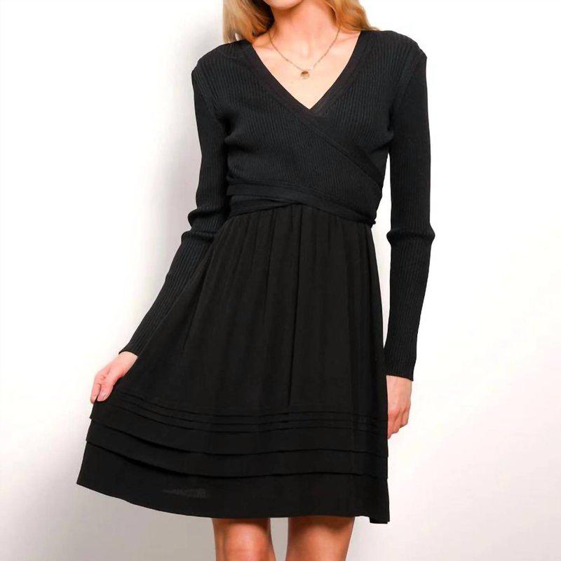 Central Park West Piper Cross Front Dress In Black