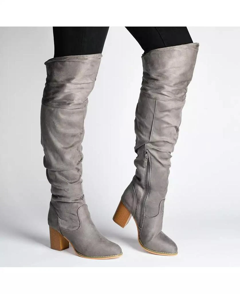 Journee Collection Women's Kaison Stacked Heel Over The Knee Boots 7