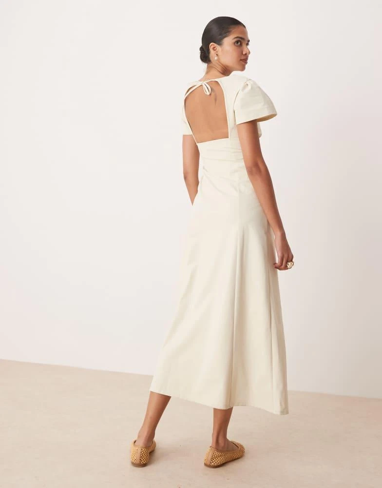 ASOS DESIGN flutter sleeve open back midi dress in neutral  On Sale Now  with Up to 70% Off | Discover Exclusive Deals & Savings at BeyondStyle   Authentic ASOS Home|women with