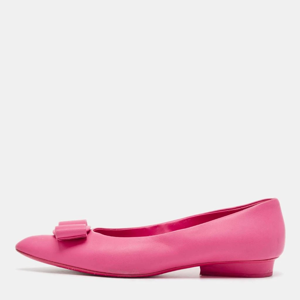 Salvatore Ferragamo Salvatore Ferragamo Pink Leather Viva Bow Ballet Flats Size 40 1