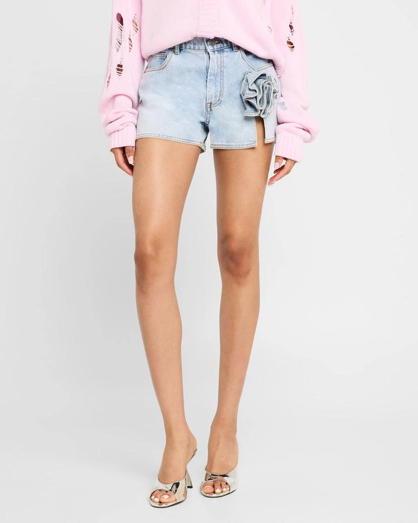 AREA Flower Slit Denim Shorts 4