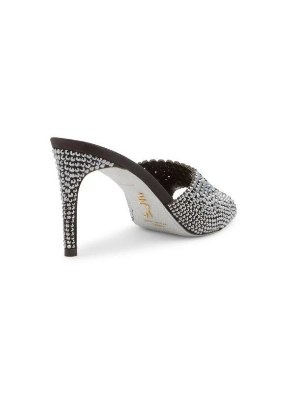 Rene Caovilla 80MM Crystal-Embellished Satin Mules 3