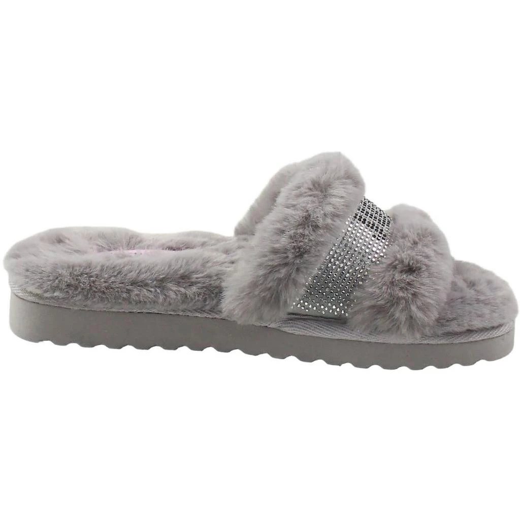 Juicy Couture halo Womens Embellished Faux Fur Slide Slippers 6