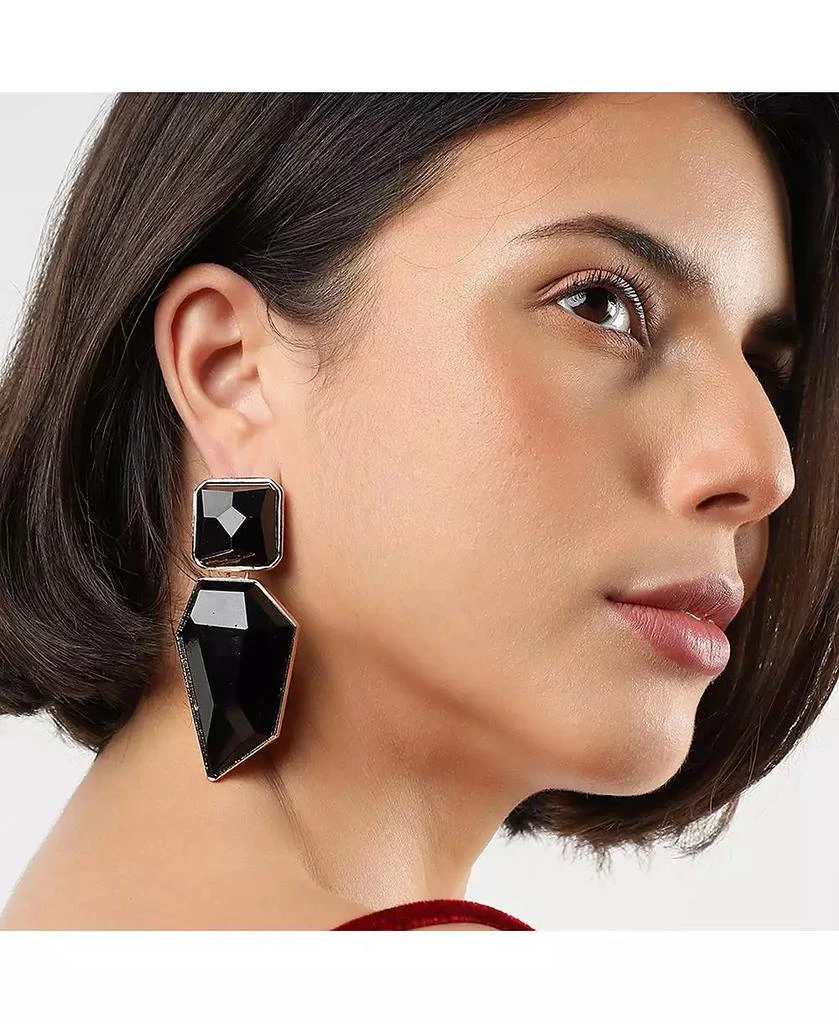 SOHI Women
s Black  Abstract Stone Drop Earrings 3