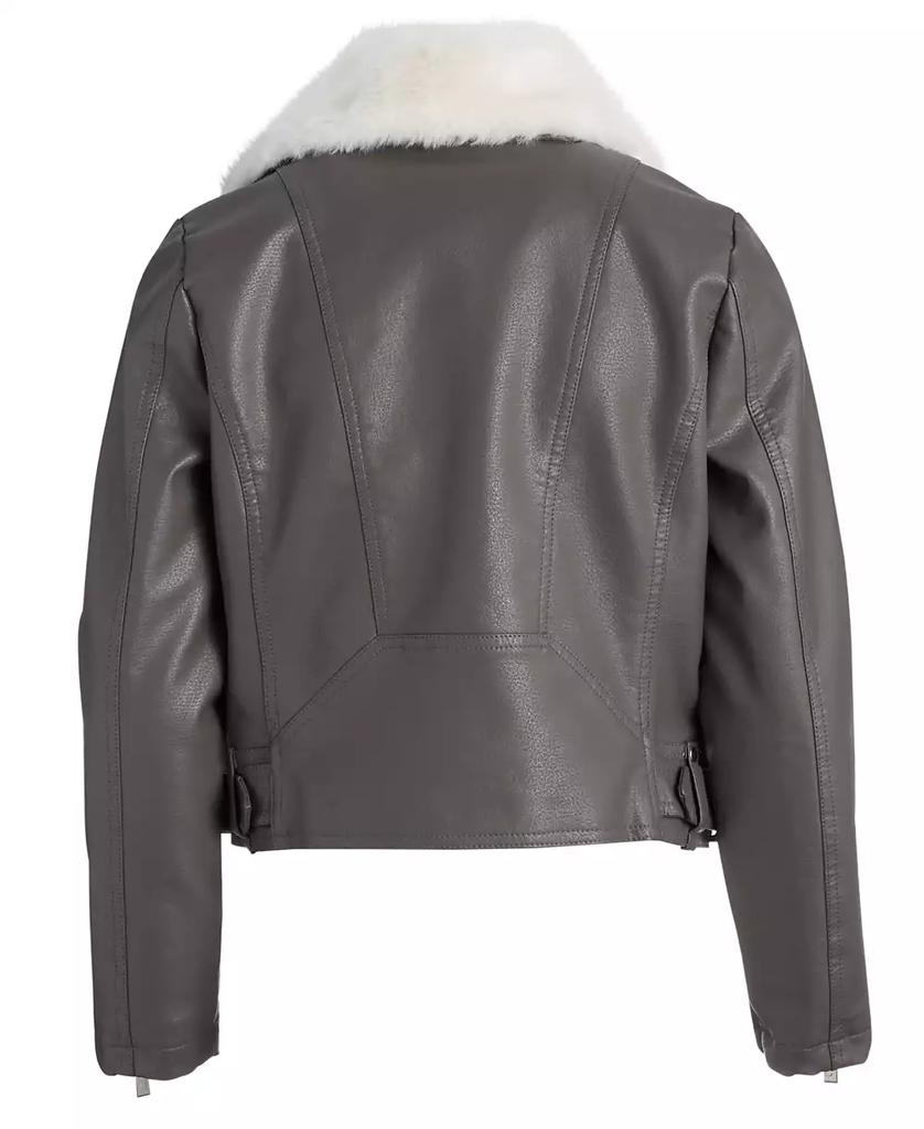 Jou Jou Little & Big Girls Faux-Fur-Collar Moto Jacket