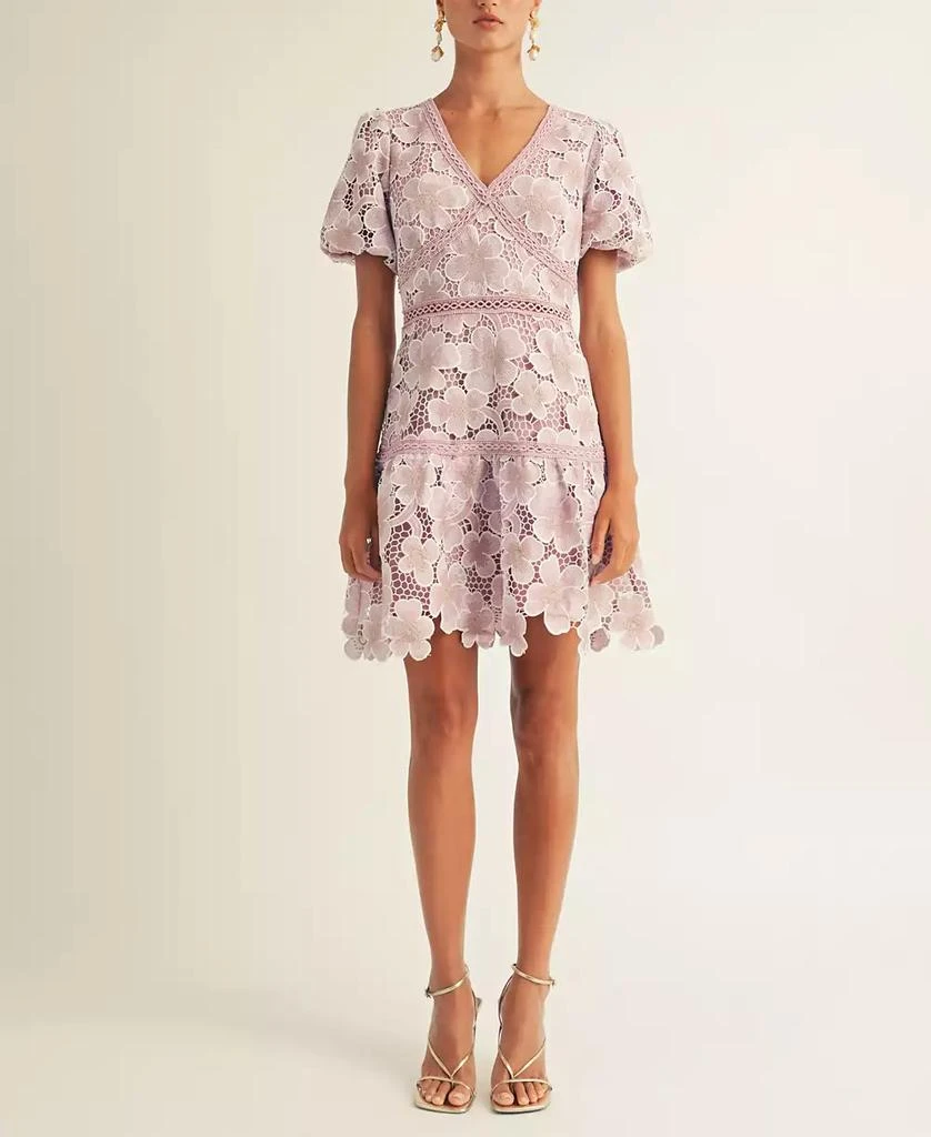 AROSE STUDIO, INC Women's Sarah Puff-Sleeve Lace Minidress 1