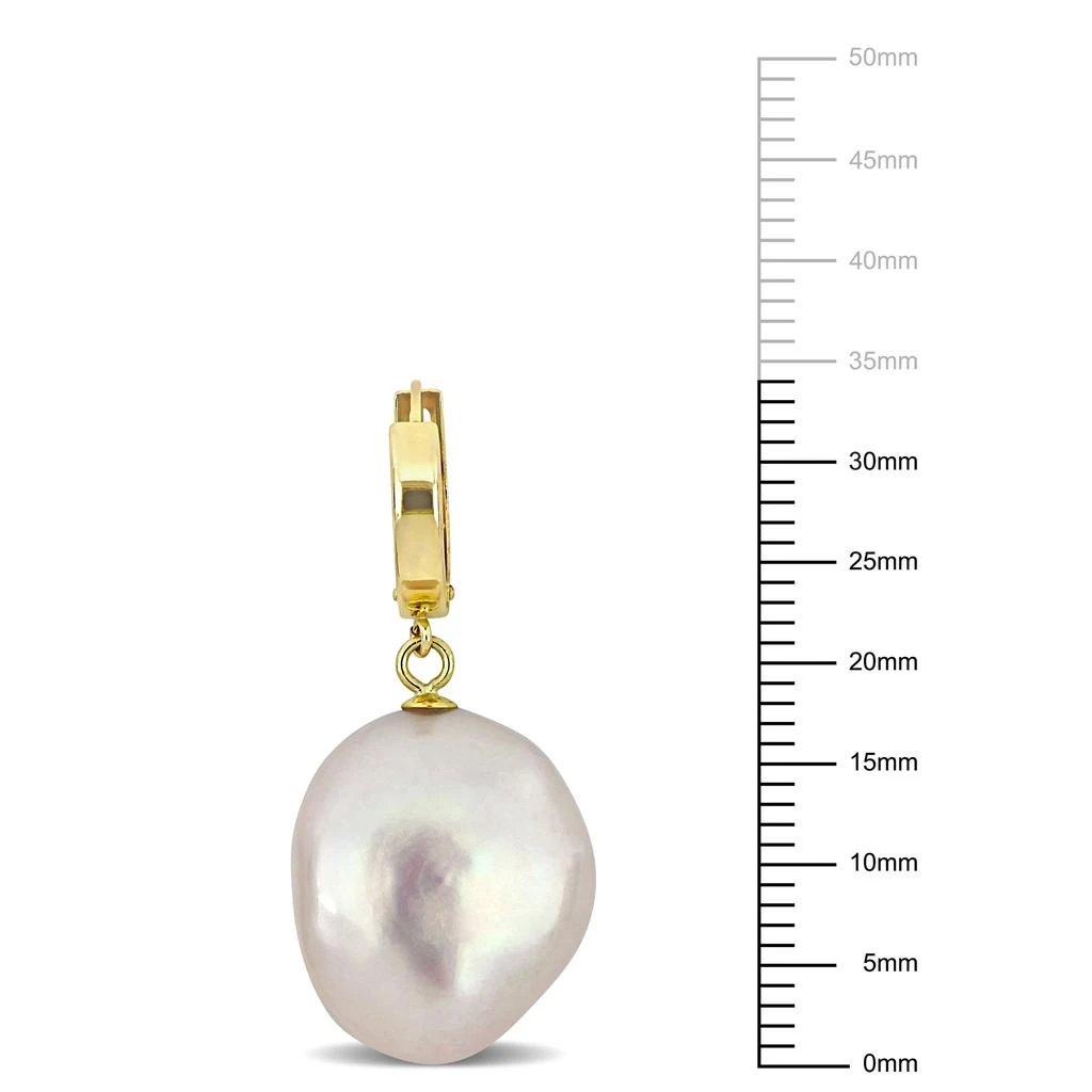 Mimi & Max 16.5-17mm Cultured Freshwater Pink Coin Pearl Hoop Earrings in 14k Yellow Gold 3
