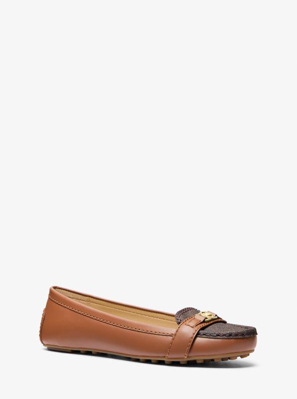 Michael Kors Mandy Leather and Signature Logo Moccasin