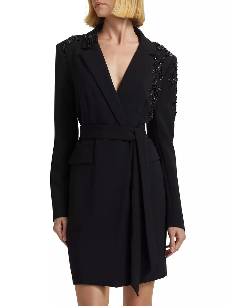 Badgley Mischka Embellished Crepe Wrap-Style Cocktail Dress 3