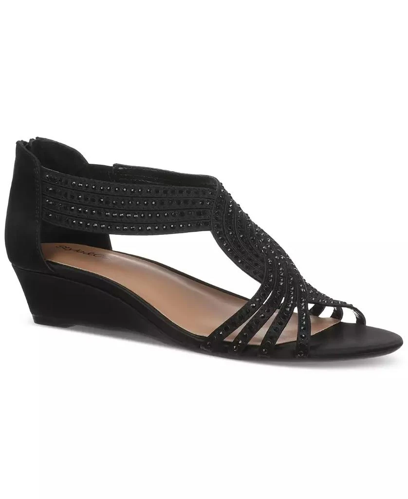 Style & Co Women's Ginifur Embellished Strappy Evening Wedge Sandals, Created for Macy's 1