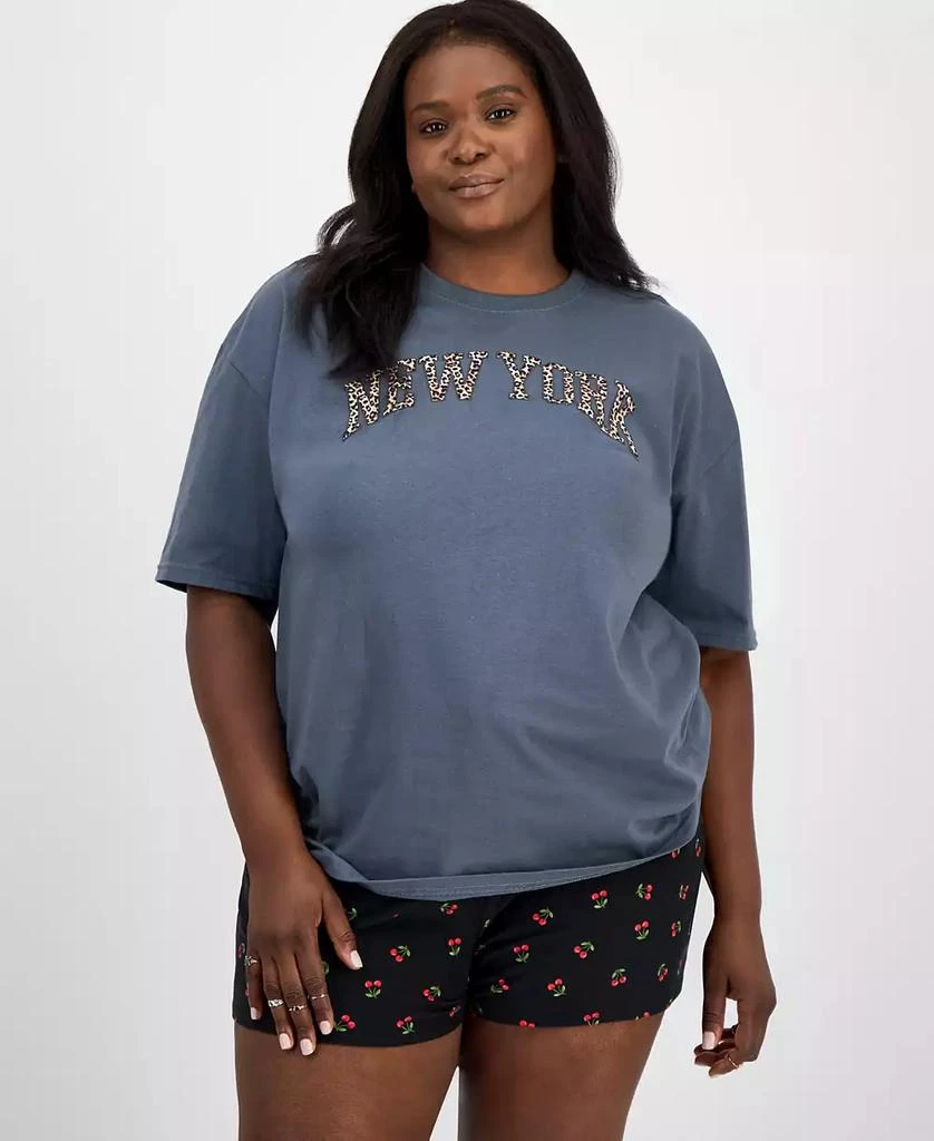 Rebellious One Trendy Plus Size Cotton Short-Sleeve Cheetah-Print New York Graphic T-Shirt 1