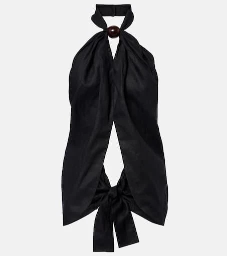 Faithfull Biba embellished halterneck linen top