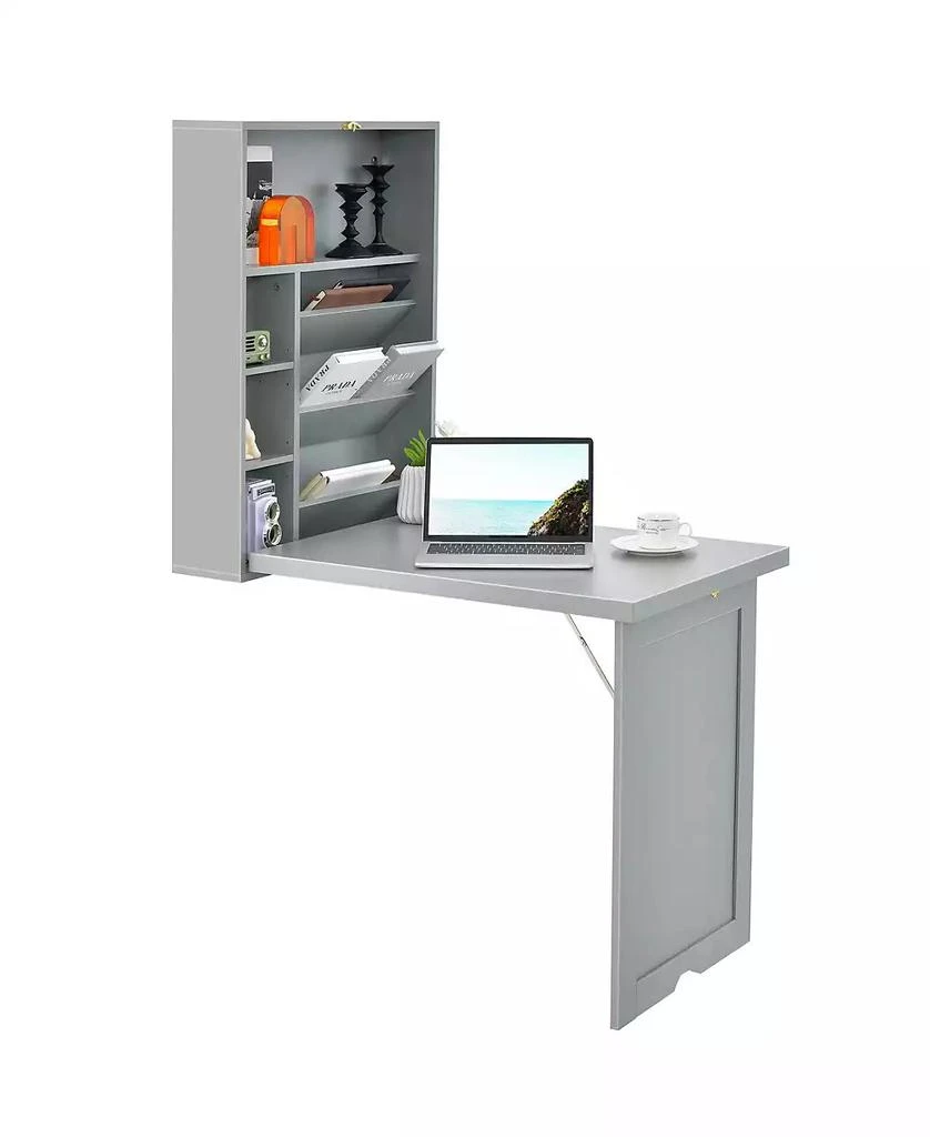 GOUUN Wall-Mounted Fold-Out Convertible Floating Desk Space Saver