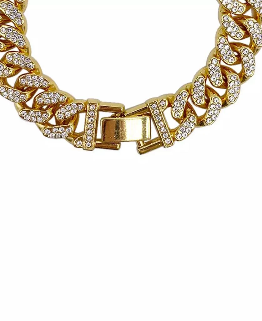 ADORNIA Women's Gold-Tone Plated Crystal Thick Cuban Curb Chain Bracelet 2