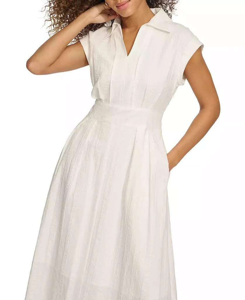 Kensie Women's Textured-Stripe Collared Midi Dress 4