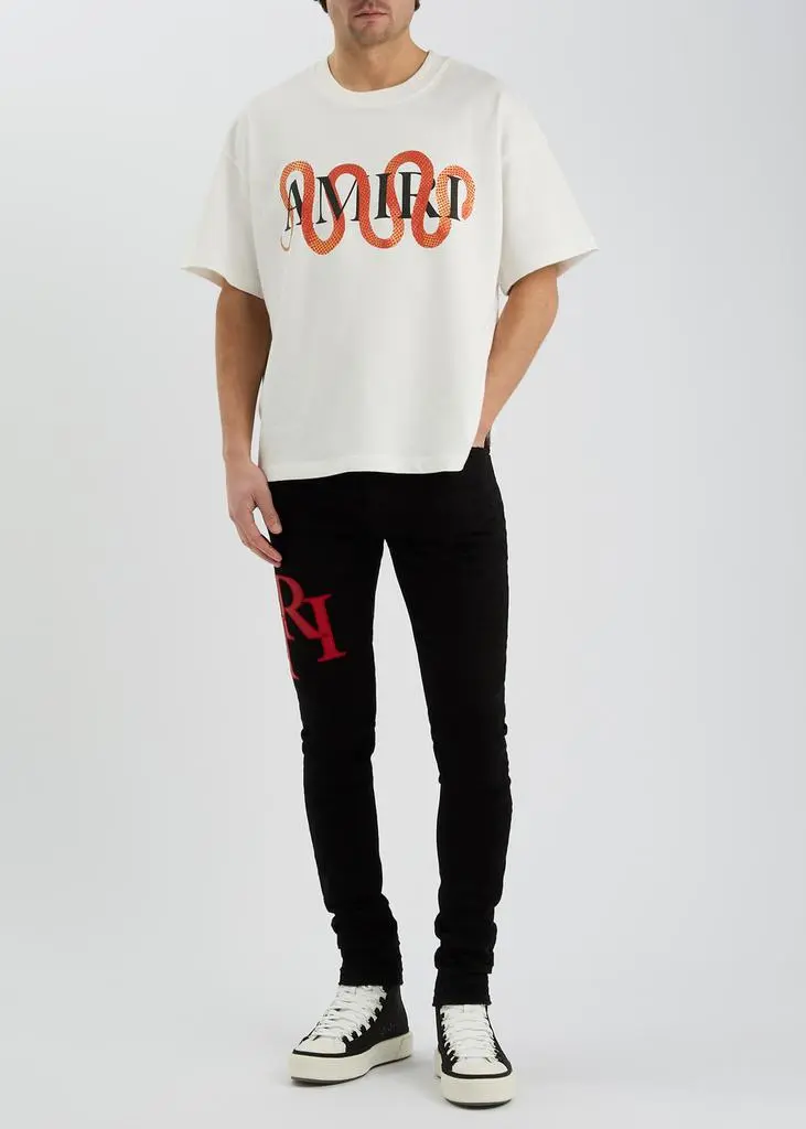 AMIRI Staggered logo skinny jeans  4