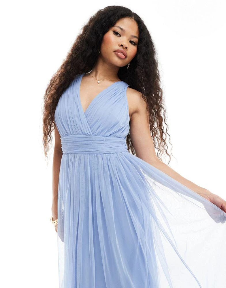 Anaya Petite Anaya Petite wrap front open back midaxi dress in soft blue 4
