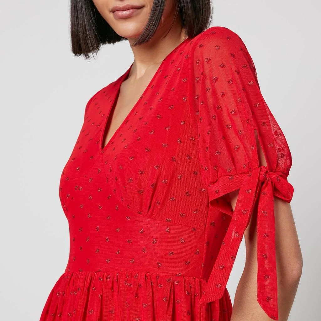 Never Fully Dressed Never Fully Dressed Red Heart Flocked Chiffon Midi Dress 4