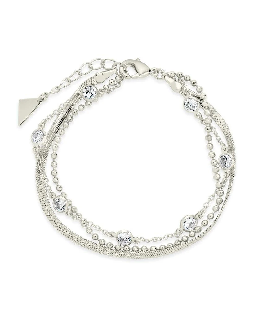 Sterling Forever Paisley CZ & Layered Chain Bracelet 1