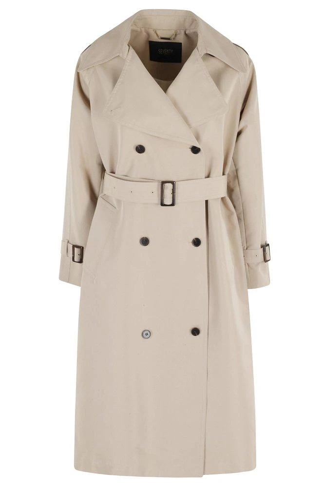 Seventy Seventy Double-Breasted Belted Trench Coat