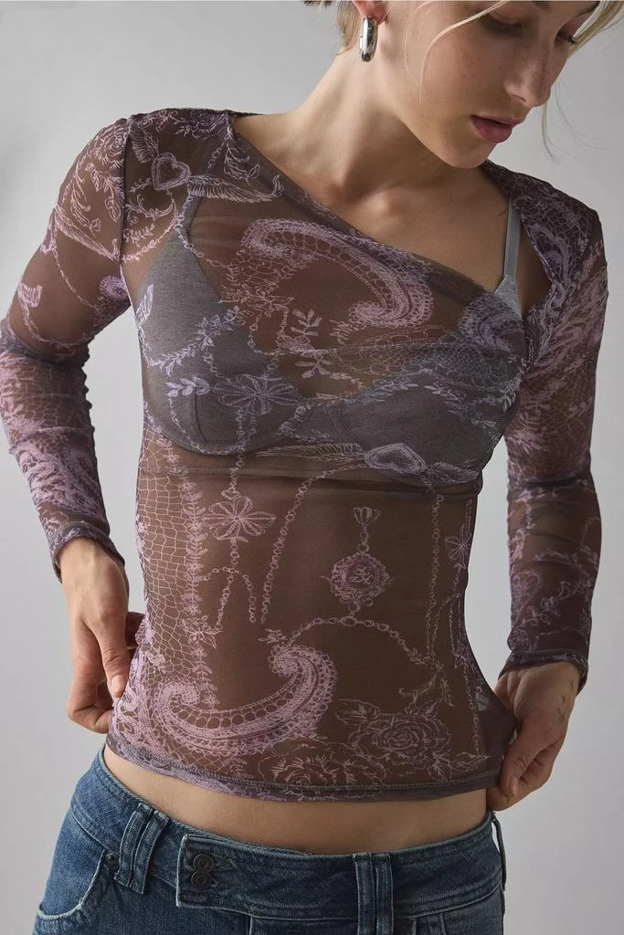 Kimchi Blue Kimchi Blue Love Club Asymmetric Sheer Mesh Long Sleeve Top 3