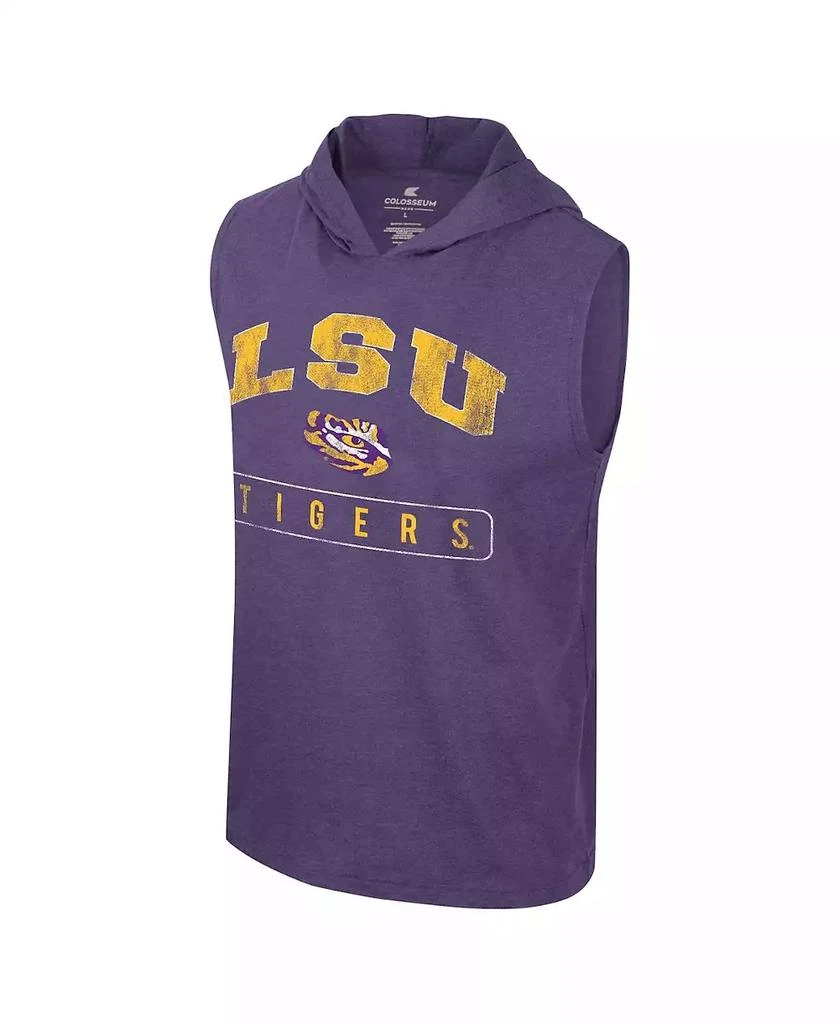 Colosseum Men's Heather Purple LSU Tigers Varsity Sleeveless Hoodie Tank Top 3