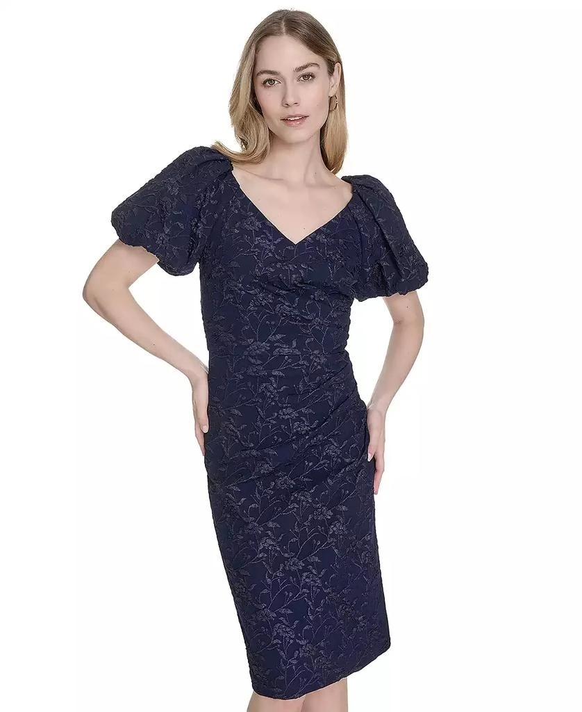 Eliza J Women's Jacquard V-Neck Short-Sleeve Sheath Dress 3