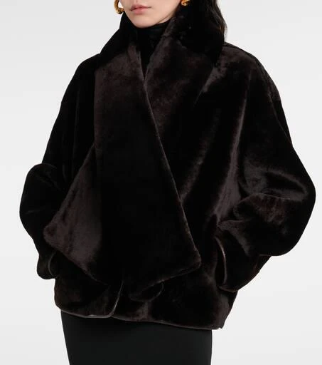 Nour Hammour Lyra scarf-detail shearling jacket 6