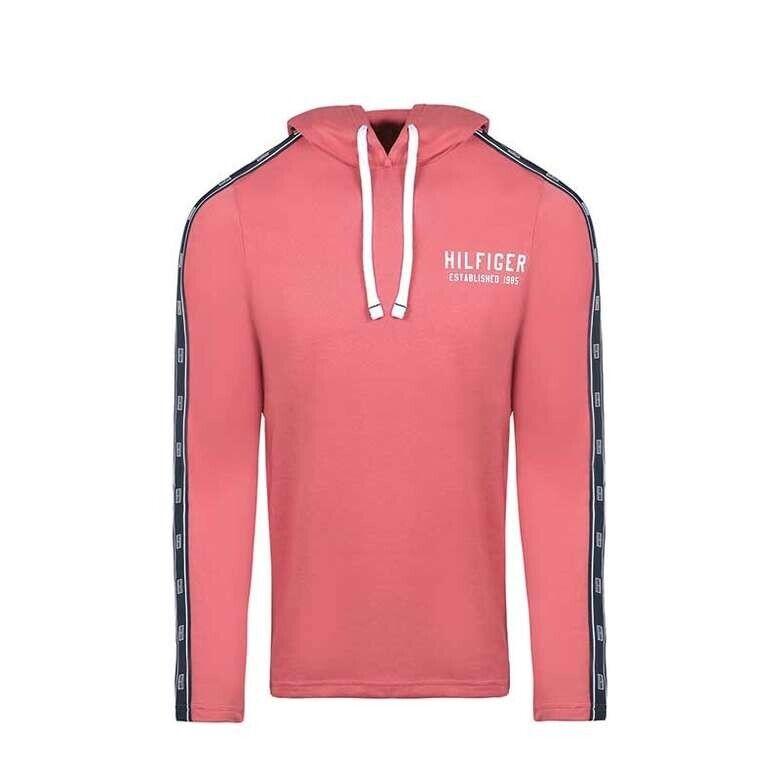 Tommy Hilfiger 09T4088-648 Hoodie Men's Pink Long Sleeve Pullover Performance