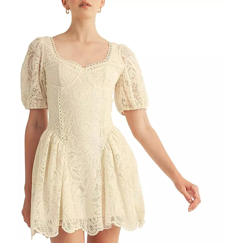 AROSE STUDIO, INC Women
s Amaline Balloon Sleeve Sweetheart Neck Mini Dress 4