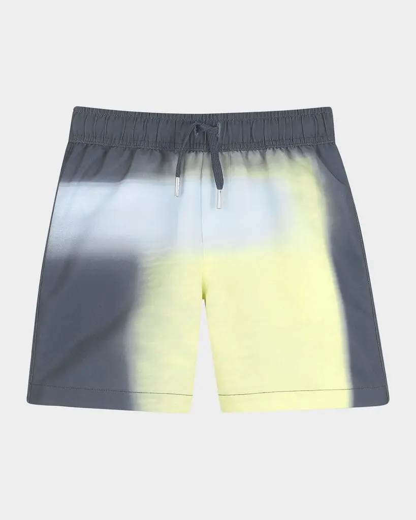 Givenchy Boy's Faded Colorblock-Print Swim Shorts, Size 4-6