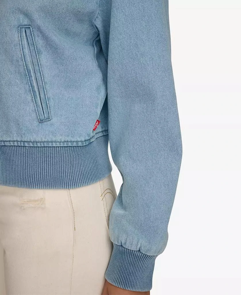 Levi's Women's Ribbed-Edge Cropped Denim Bomber Jacket 7