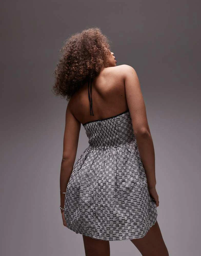 Emory Park gingham halter mini dress in Black