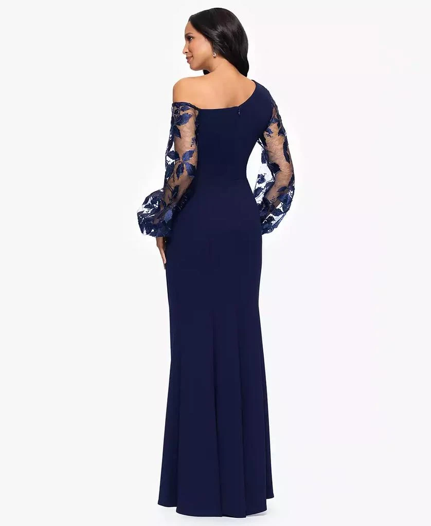 Betsy 
Adam Petites Scuba Crepe Asymmetrical-Neck Long Dress 2