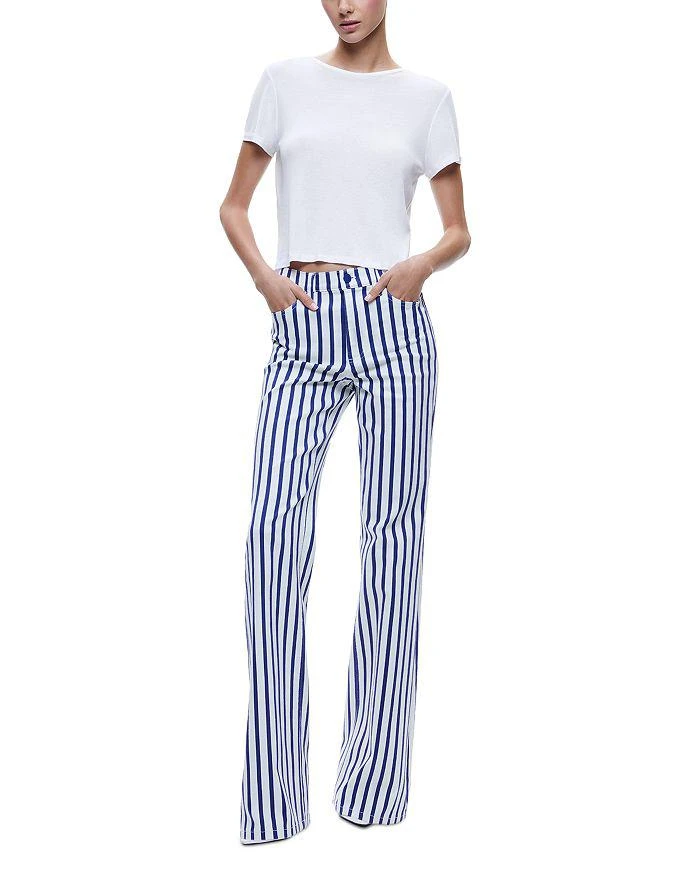Alice + Olivia Keira Mid Rise 70's Bootcut Jeans in Admiral Stripe 5