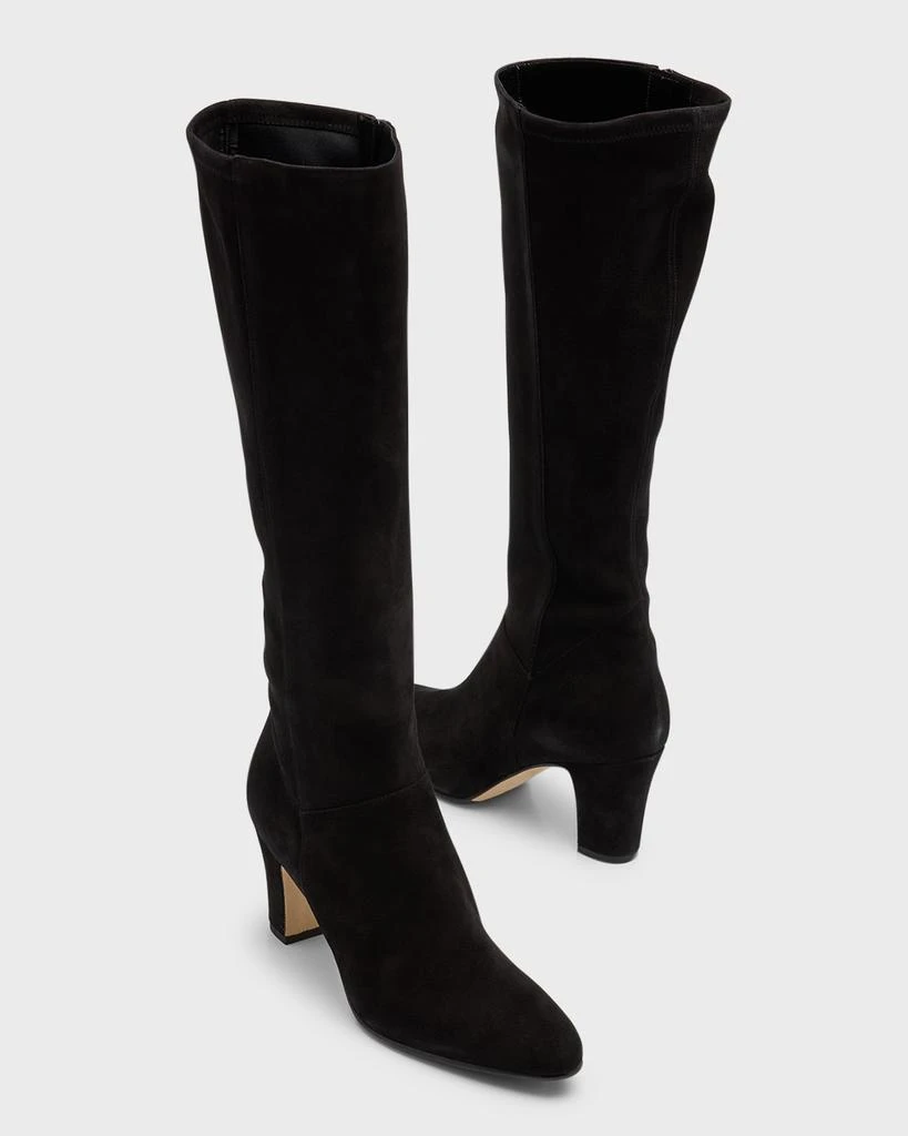 Manolo Blahnik Pitana Suede Block-Heel Knee Boots 7