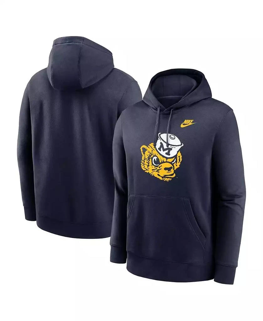 NIKE Men's Navy Michigan Wolverines Legacy Logo Club Fleece Pullover Hoodie 1