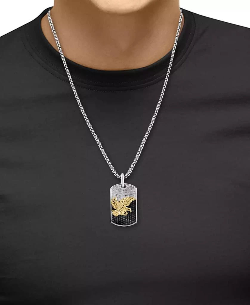 Effy EFFY® Men's Black Spinel Eagle Dog Tag 22" Pendant Necklace (1-5/8 ct. t.w.) in Sterling Silver & Gold-Plate 2